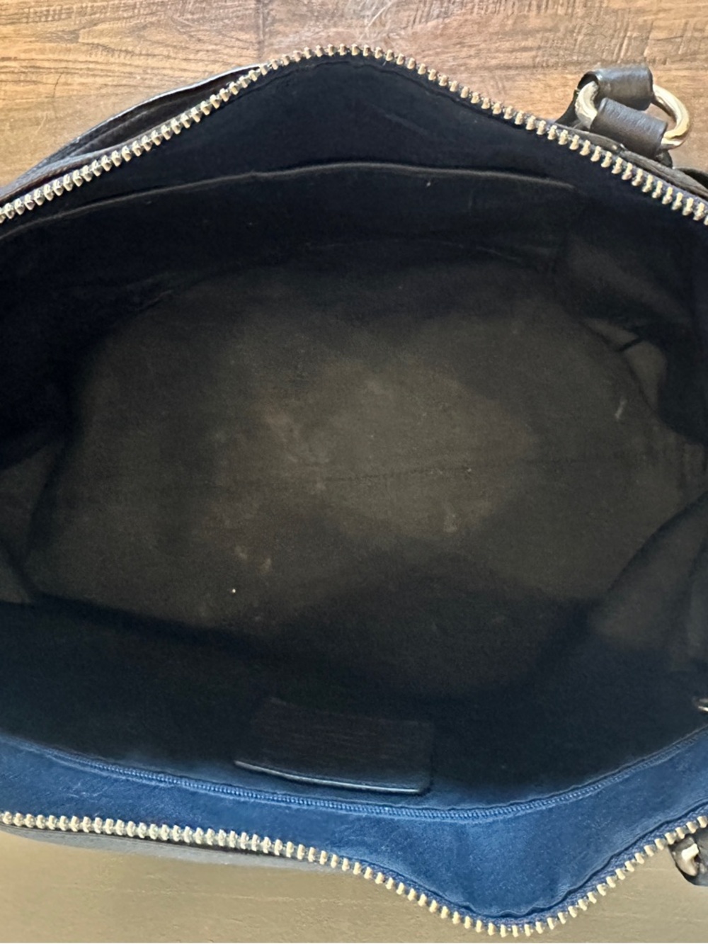 Coach Town Tote Navy Pebbled Leather Zip Top Shoulder Bag Large Work - Picture 5 of 11